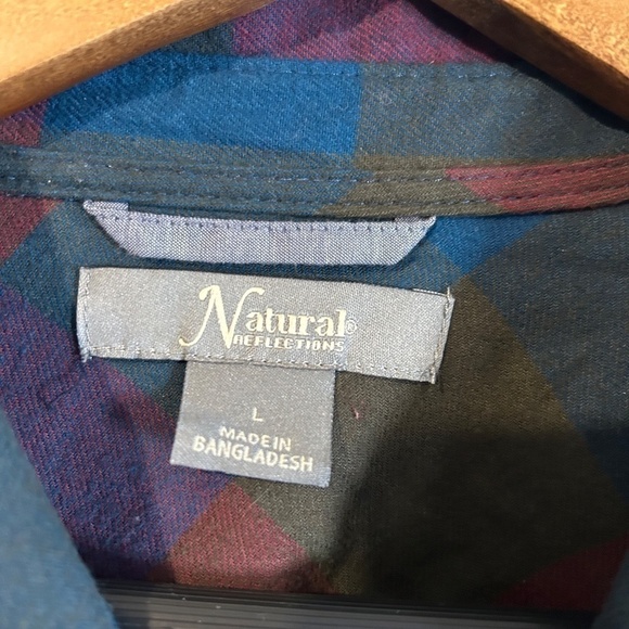 Natural Reflections Mens Flannel Shirt Size Large - Picture 2 of 4